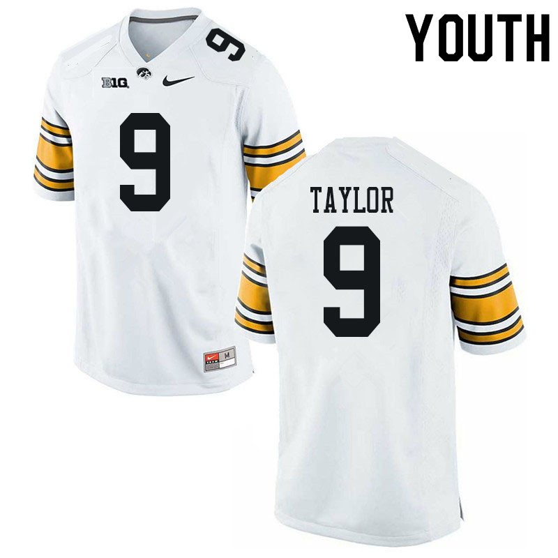Youth #9 Tory Taylor Iowa Hawkeyes College Football Jerseys Sale-White - Click Image to Close